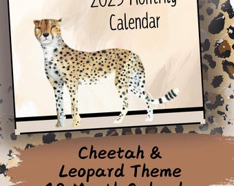 2025 Calendar | Yearly Calendar | 2025 Wall Calendar | Cheetah Print | Leopard Print | Daily Schedule | Daily Routine | Weekly Planner