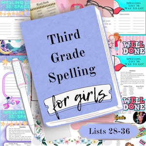 Third Grade Spelling Worksheets for Kids Creative Writing Prompts Busy Book Quiet  Book Charlotte Mason Homeschooling Educational Activity