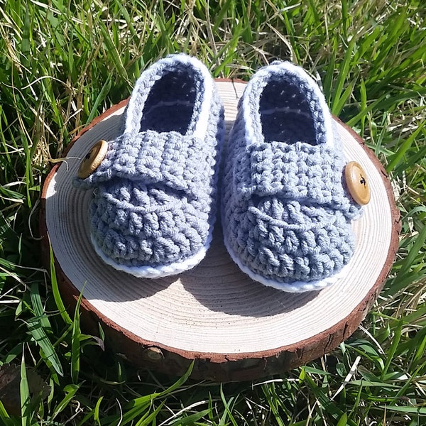 LOAFER Button Crochet BABY Shoes instant PDF Pattern