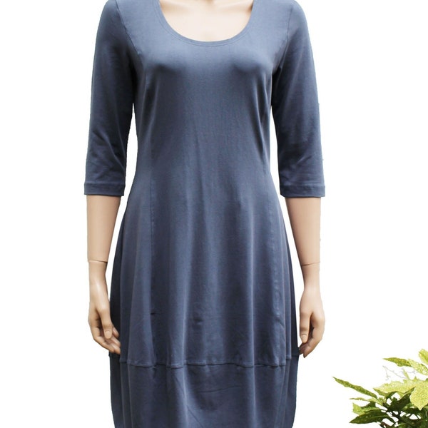 Ballonkleid organic cotton, blau grau, tauben-blau, Tulpenkleid Bio-Baumwolle, GOTS Zertifikat