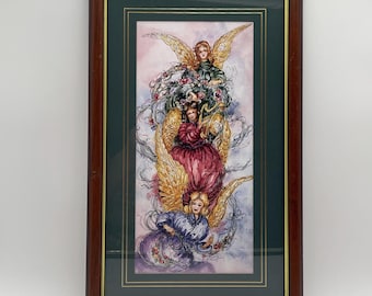 Heavenly Angels Watercolor Print Framed Christian Art Charles F Humphreys