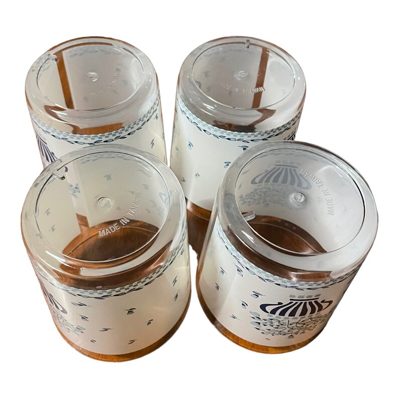 Vintage Phoenix Ice Bucket Tumbler Set Blue White Floral Etsy