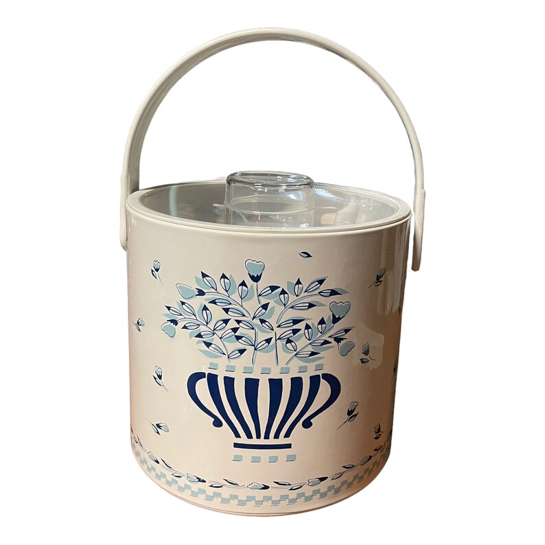 Vintage Phoenix Ice Bucket Tumbler Set Blue White Floral Etsy
