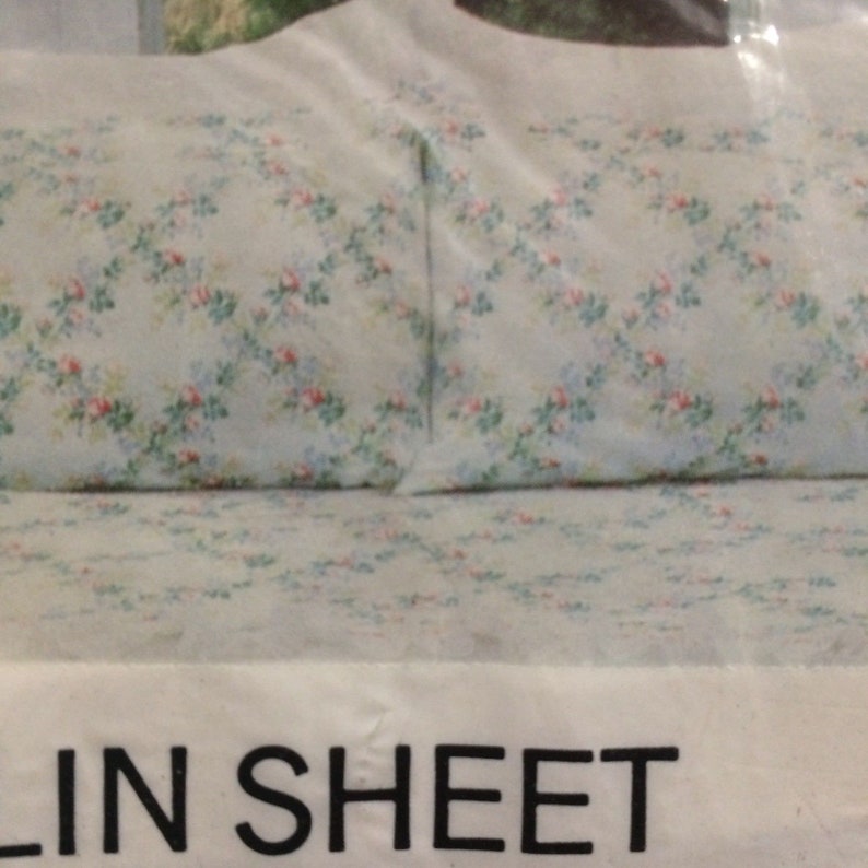 Bonnie No Iron Muslin Twin Flat Sheet White Pink Roses Floral Etsy