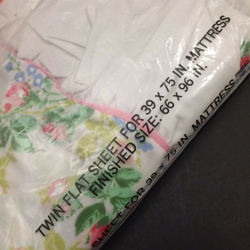 Bonnie No Iron Muslin Twin Flat Sheet White Pink Roses Floral Etsy