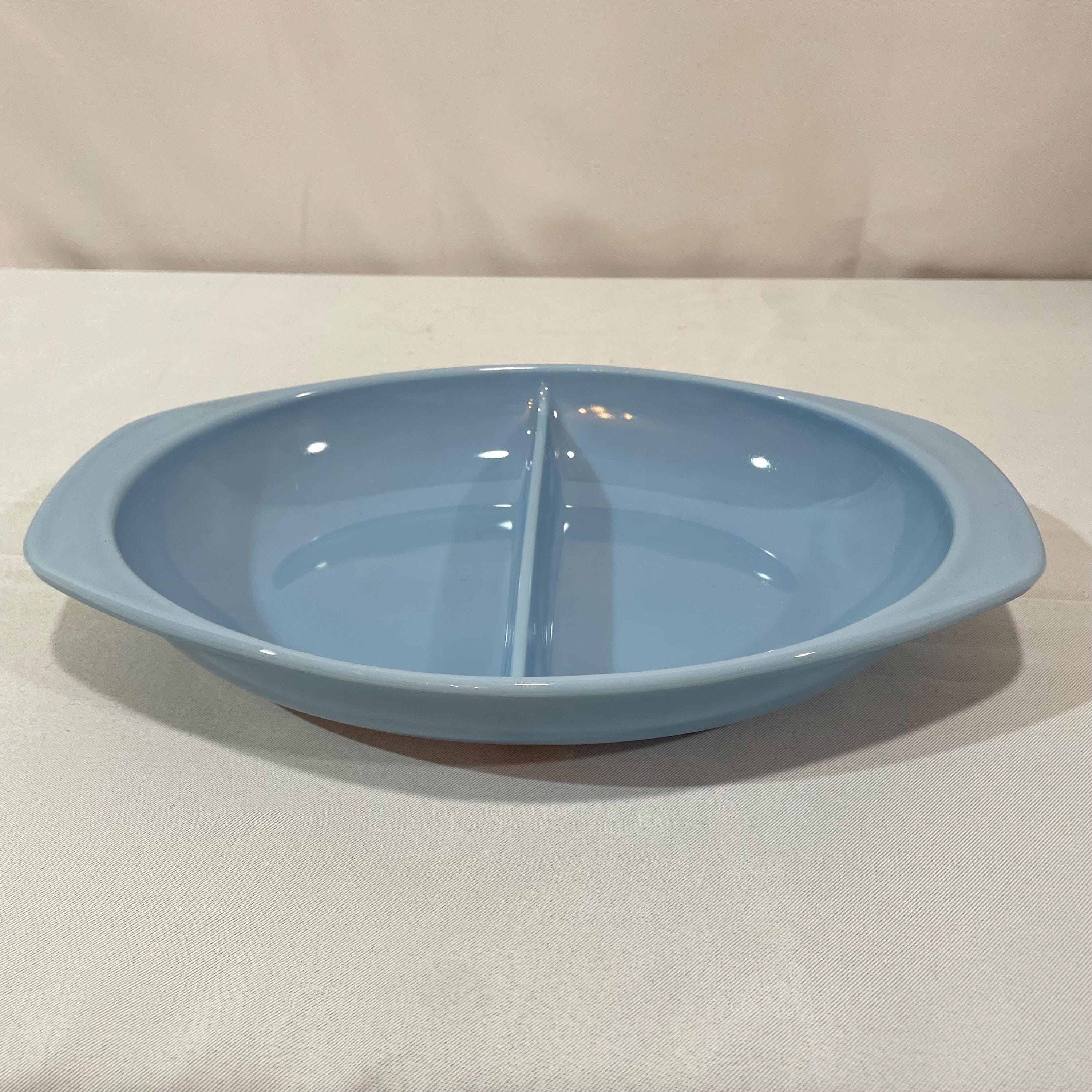 Plat Ovale Vintage PYREX 2 Compartiments - Verre Transparent - Fabriqué Aux USA