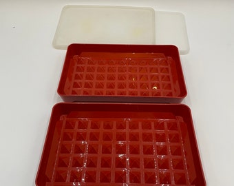 VTG Tupperware #1292 Meat Deli Hot Dog Bacon Marinade Keeper w/Lid Paprika Red