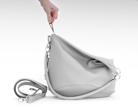 light gray purse