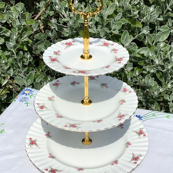 Large Richmond Rose Time 3 tier cake stand, cupcake stand, housewarming gift, Afternoon Tea Stand, Tea Party, Gift for Her, Mothers Day Gift