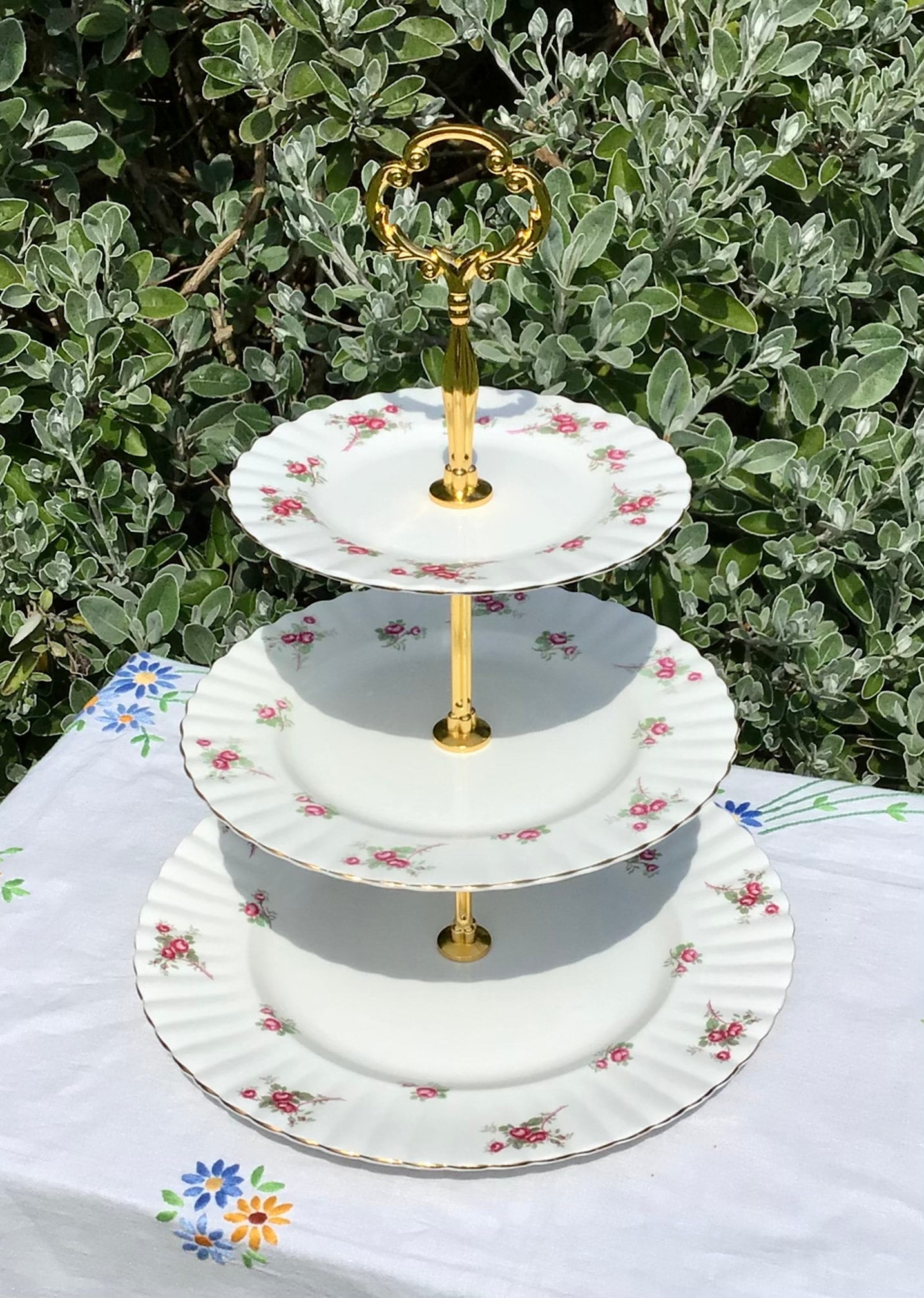 Large Richmond Rose Time 3 Tier Cake Stand Cupcake Stand Housewarming Gift Afternoon Tea Stand Tea Party Gift for Her thanksgiving Gift Etsy