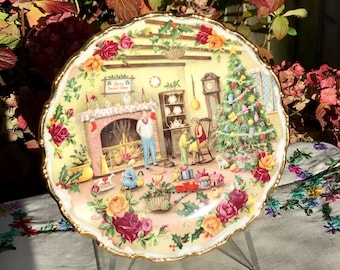 Piatto da collezione Royal Albert Old Country Roses Christmas Warmth, porcellana inglese pregiata, prodotto in Inghilterra