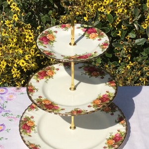 FULL SIZE Royal Albert Old Country Roses 3 tiered cake stand, Afternoon Tea Stand, Bridgeton Tea Party, Gift for Her, Mothers Day Gift