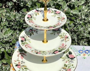 Wedgwood Hathaway Rose 3 Tier cake stand, Cupcake stand, Housewarming gift, Afternoon Tea Stand, Tea Party, Gift for her, Mothers Day Gift