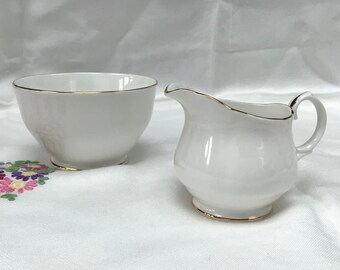 Duchess White Milk Jug and Sugar Bowl Afternoon Tea Set in English Fine China, Special Gift for Her, Housewarming Gift