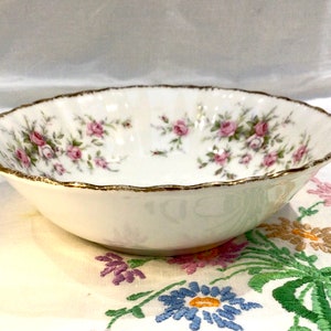 Royal Albert Victoriana Rose Bowl: English Floral China with Gold Gilding