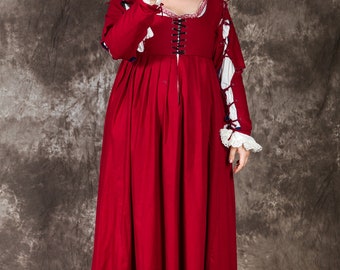 Renaissance Kleid Kirtle Gamurra 15-16 Jahrhundert , Grösse S-XXL, massgeschneidert