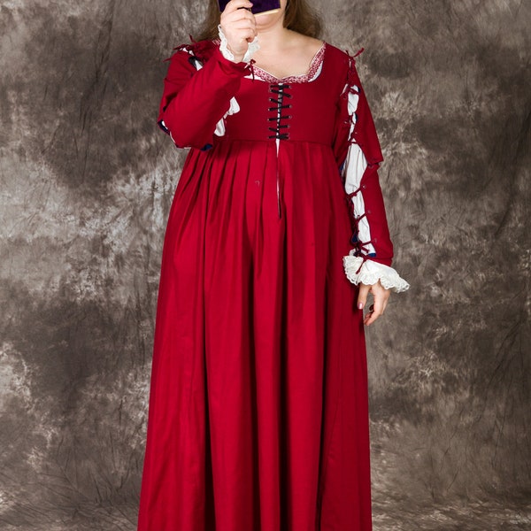 Renaissance Kleid Kirtle Gamurra 15-16 Jahrhundert , Grösse S-XXL, massgeschneidert