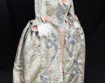 Robe a la francaise Rococo Dress Saque Gown Jacquard, Custom sized