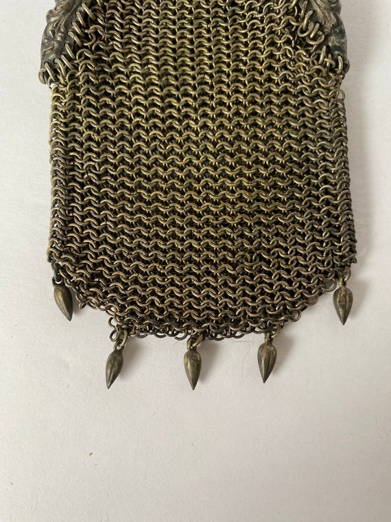 Antique Metal Mesh Flapper Purse, Gate Top Vintag… - image 6