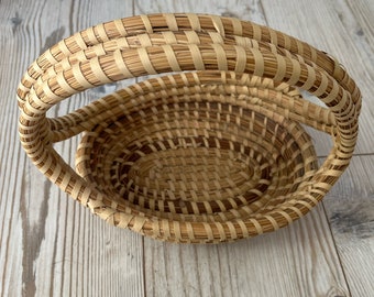 Vintage Charleston Sweetgrass Basket, Vintage Gullah Handmade Basket, Vintage Woven Bowl, Easter Basket,Vintage Woven Bowl