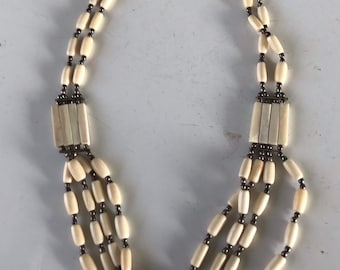 Stone Necklace, Beaded Necklace Hippie Necklace, Multi Strand Necklace, Vintage Jewelry, Vintage  Necklace