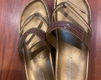 Gold Sandals, Massimo Caponi Sandals, Made In Paris Sandals