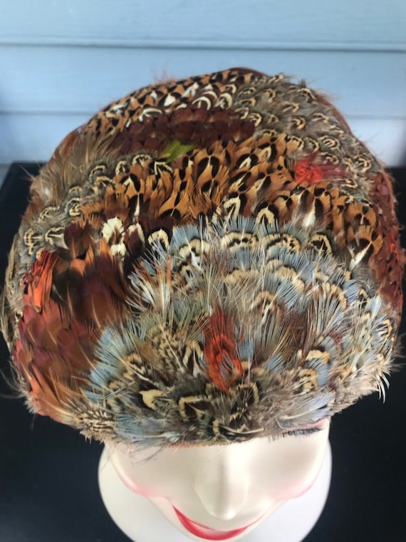 Pheasant Feather Hat, Feathered Hat, Vintage Hat