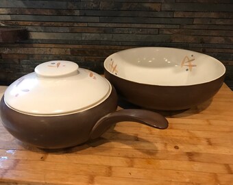 Vintage Hall Soup Tureen And Large Bowl, Eva Zeisel Casual Living Design Bowl, 1950’s Hall