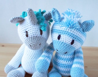 Crochet Pattern Package Deal // Licorne et zèbre Crochet PDF Pattern // Amigurumi Licorne et zèbre Pattern // Cadeau nouveau-né // Crochet Toy