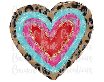 Kleurrijk glitter cheetahhart | Valentijnsdag | Digitaal bestand | Sublimatie downloaden
