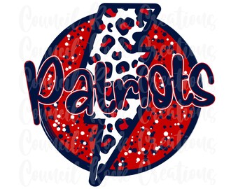 Patriots PNG | Lightning Bolt | Cheetah Print | Digital File | Sublimation Download
