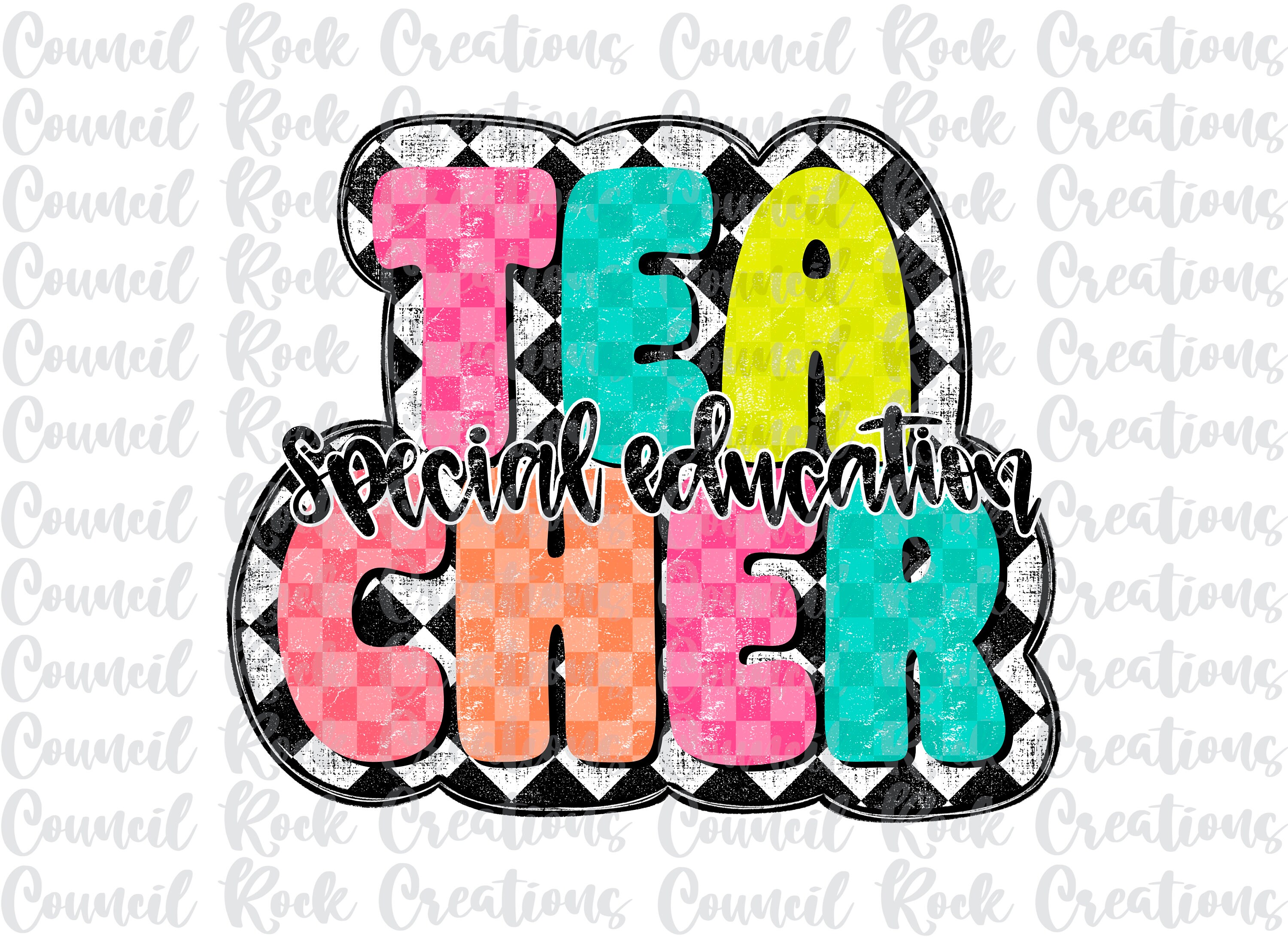 Special Education Teacher png, Distressed Colorful Checkered, School, Grade Level, Digital File, Sublimation Download, DTF