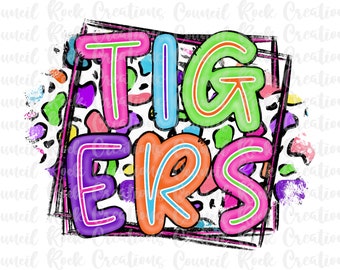 Tigers PNG, Colorful Cheetah Print, School Spirit, Team Spirit, Digital Gile, Sublimation Download, DTF