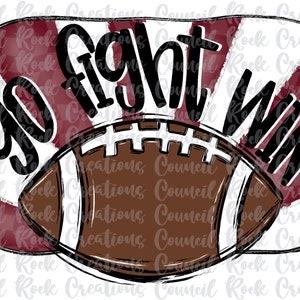 Go Fight Win Football, Checkered, Hand Lettered, School Spirit, Team Spirit, Digital File, Sublimation Download, DTF