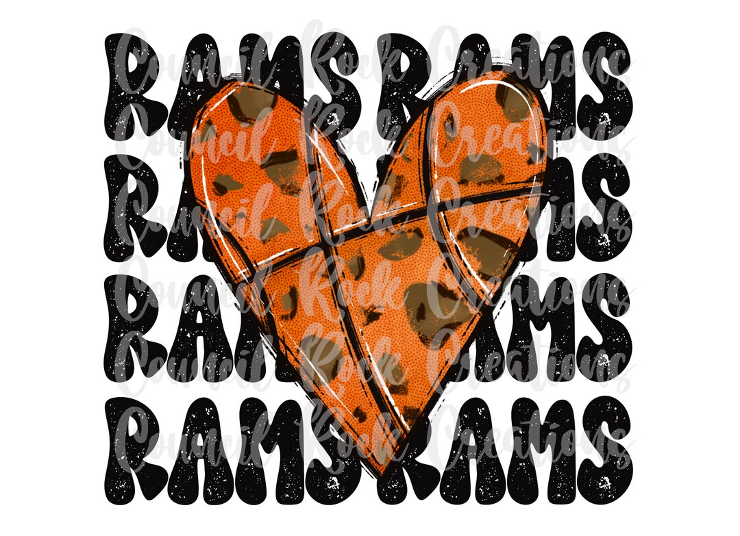 Rams PNG Cheetah Print Basketball Heart Digital File Sublimation ...