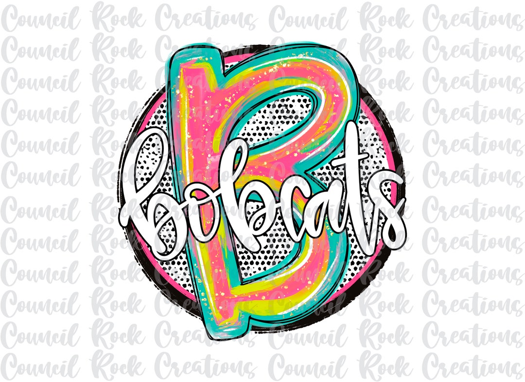 Bobcats PNG, Colorful, Smeary Paint, Hand Lettered, Circle Background ...