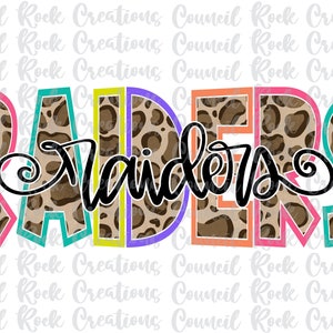 Raiders PNG, Cheetah Print, School Spirit, Team Spirit, Digital File, Sublimation Download, DTF