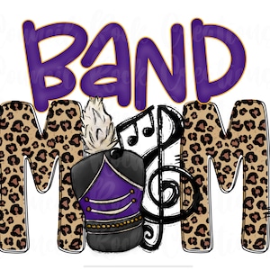 Band Mom PNG | Cheetah Print Doodle Letters | Digital File | Sublimation Download