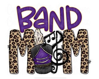 Band Mom PNG | Cheetah Print Doodle Letters | Digital File | Sublimation Download