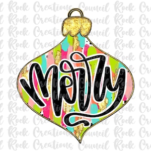 Merry Png, Colorful Brushstrokes Ornament, Dalmatian Dots, Hand Lettered, Gold Foil, Digital File, Sublimation Design, DTF