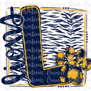 Lions PNG, Paw, Animal Print, Doodle Letter, School Spirit, Digital File, Sublimation Download, DTF