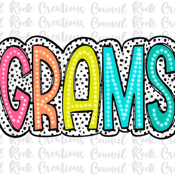 Grams PNG, Bright Doodle, Dalmatian Dots, Digital File, Sublimation Download, DTF