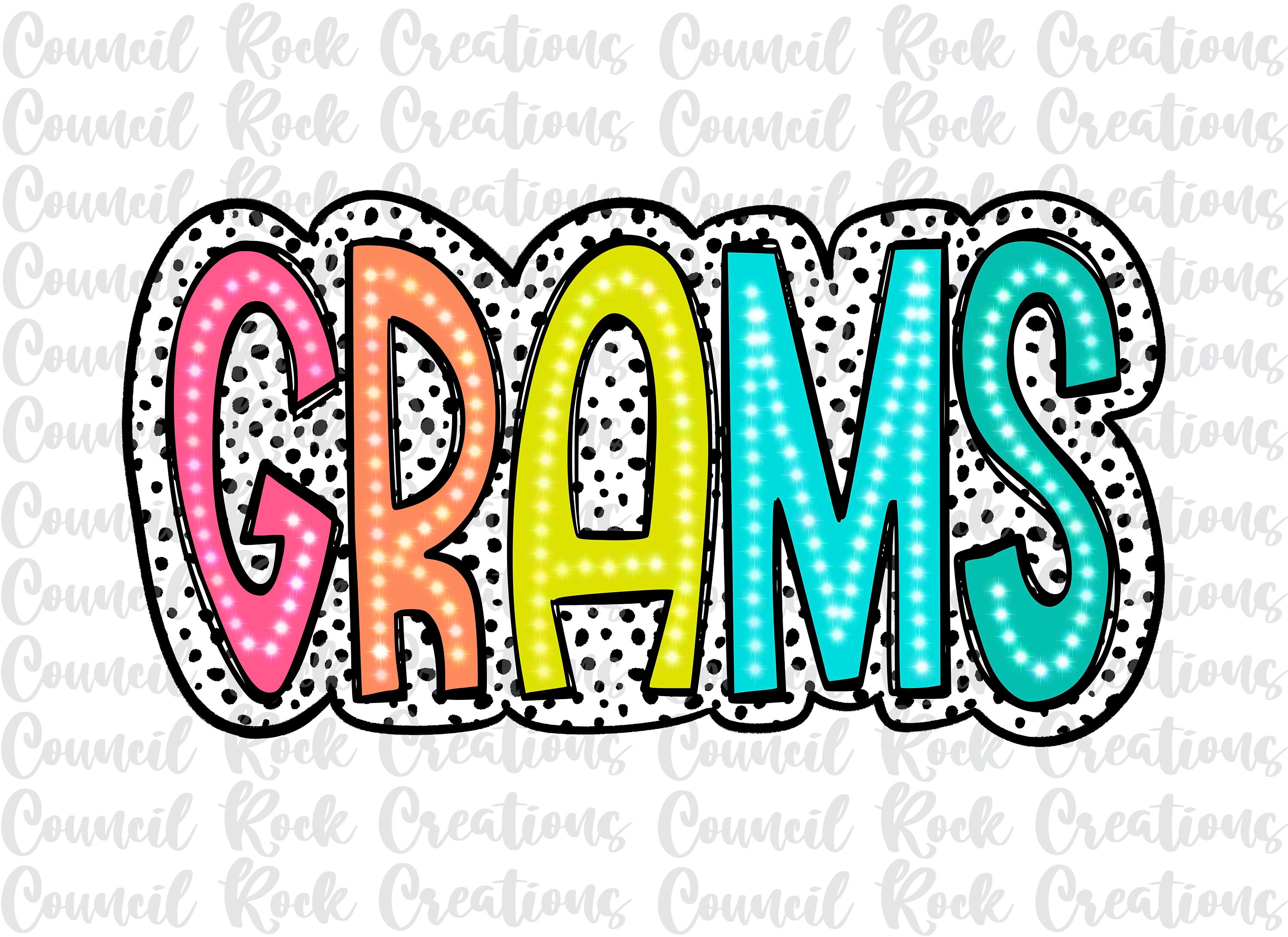 Draw Me Grams Grams PNG, Bright Doodle, Dalmatian Dots, Digital File, Sublimation ...