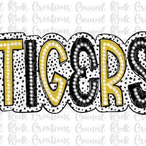 Tigers png, Dalmatian Dots, Mascot, School Spirit, Team Spirit, Digital Gile, Sublimation Download, DTF
