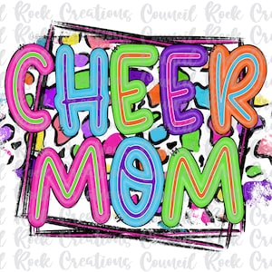Cheer Mom PNG, Colorful Cheetah Print, School Spirit, Team Spirit, Digital Gile, Sublimation Download, DTF