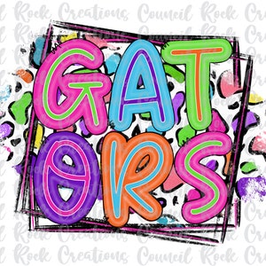 Gators PNG, Colorful Cheetah Print, School Spirit, Team Spirit, Digital File, Sublimation Download, DTF