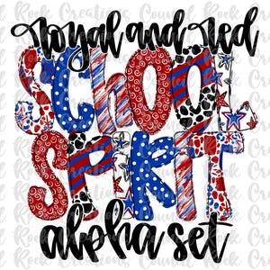 Conjunto Alfa de Espírito Escolar PNG, Vermelho Real, Letras Rabiscadas, Letras à Mão, 6 Padrões, Alfabeto