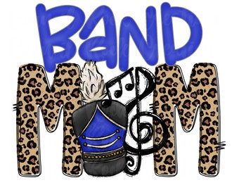 Band Mom PNG | Cheetah Print Doodle Letters | Digital File | Sublimation Download