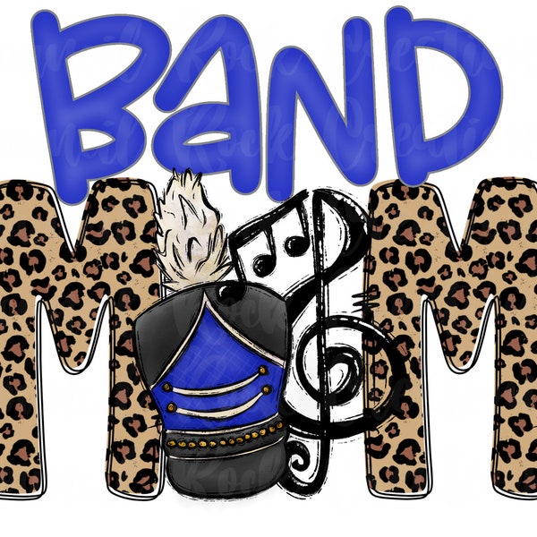 Band Mom PNG | Cheetah Print Doodle Letters | Digital File | Sublimation Download