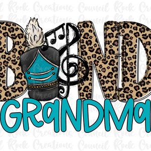 Band Grandma PNG | Cheetah Print Doodle Letters | Digital File | Sublimation Download